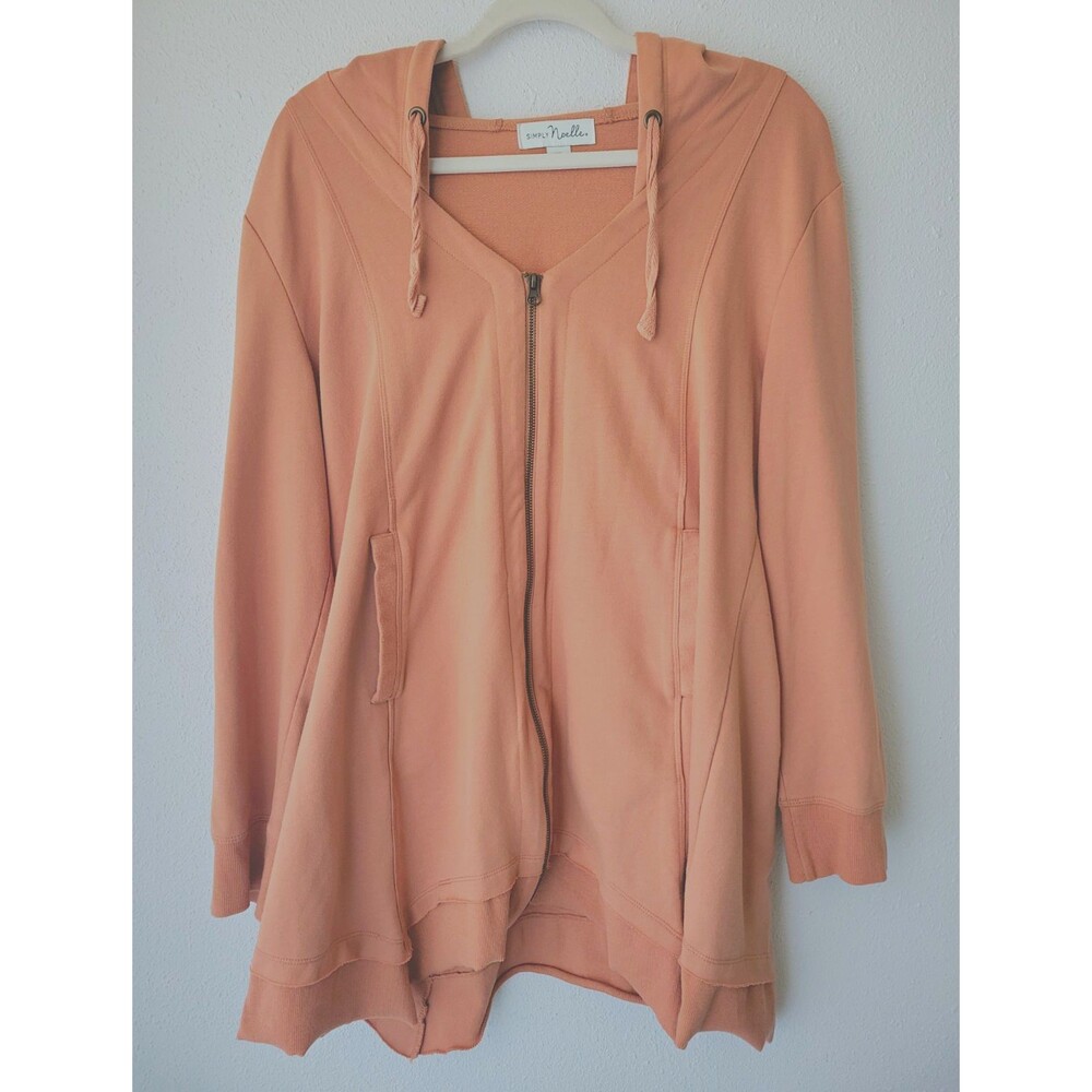 Simply Noelle Women's XXL Burnt Orange Hooded Zip Front Jacket Sharkbite Hem